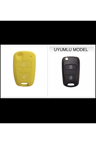 Hyundai I20 I30 Ve Ix35 Uyumlu Silikon Anahtar Kılıfı 2 Tuşlu Sarı Renk ürün görseli