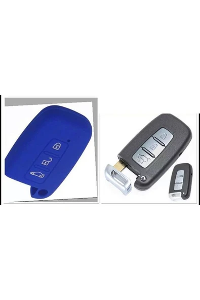 Hyundai Ix35 I 30 Uyumlu Silikon Anahtar Koruma Kılıfı Sustasız Model Mavi Renk ürün görseli