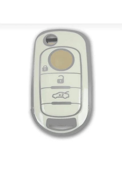 Fiat Egea Sustalı Beyaz-gümüş Oto Anahtar Koruma Kılıfı Lütfen Anahtar Teyiti Yapınız - Resim 2