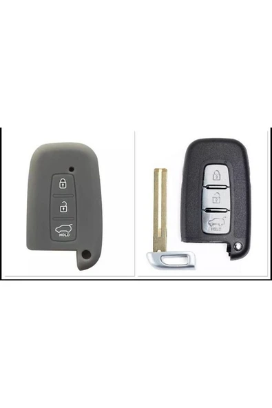 Hyundai Ix35 I 30 Uyumlu Silikon Anahtar Koruma Kılıfı Sustasız Model Gri Renk ürün görseli