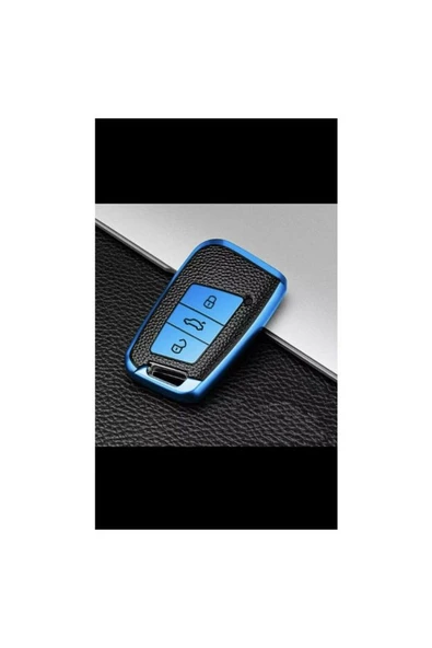 Passat B8 - Ateca Ve Süper B Uyumlu Lüx Kaliteli Anahtar Kabı Mavi Renk Anahtarsız Çaliştırma Modeli ürün görseli