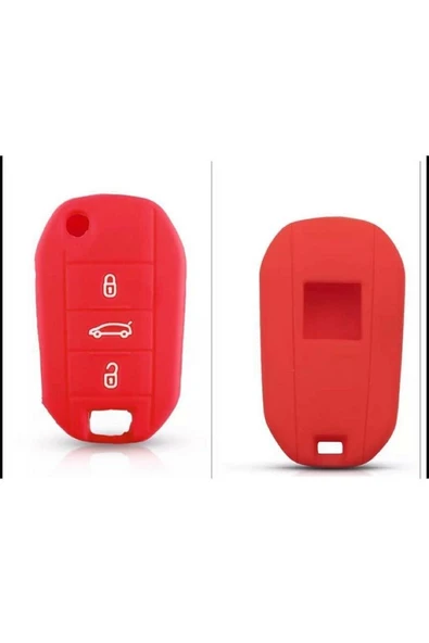 Citroen C-elysee Uyumlu Silikon Anahtar Koruma Kılıfı Kırmızı Renk ürün görseli