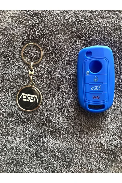 Egea 1 Adet Metal Çift Yönlü Anahtarlık Ve 1 Adet Mavi Silikon Anahtar Koruma Kılıfı ürün görseli