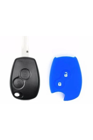 Clio Megane Duster Sandero Captur Uyumlu 2 Tuşlu Silikon Anahtar Koruma Kılıfı Mavi Renk ürün görseli