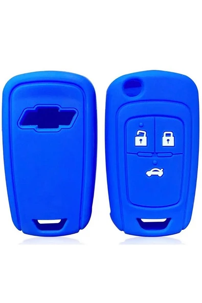 Chevrolet Cruze Aveo Uyumlu Silikon Anahtar Koruma Kılıfı Mavi Renk ürün görseli