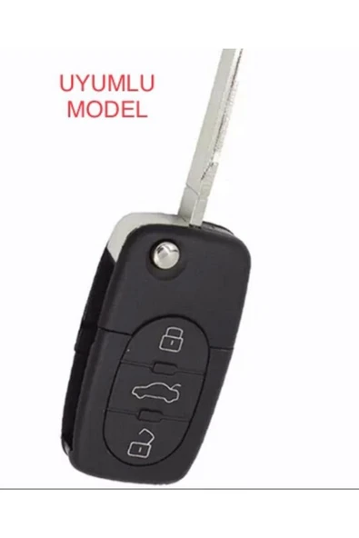 Audi A2 A3 A4 A6 A8 Uyumlu Silikon Anahtar Koruma Kılıfı 3 Tuşlu Mavi Renk - Resim 2