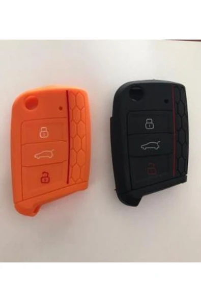 Scala Octavia Ibiza Ateca Leon Toledo Golf 7 Silikon Anahtar Kılıf Turuncu Ve Siyah 2.resime Bakınız ürün görseli