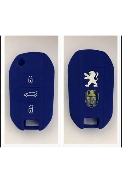 Peugeot 208 308 301 3008 5008 Sustalı Silikon Anahtar Koruma Kılıfı Mavi Renk ürün görseli