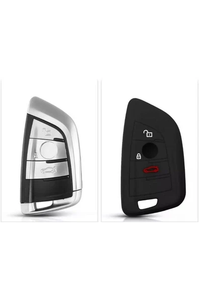 Bmw F15 G20 F48 F39 X5 X6 Uyumlu Üçgen Tip Silikon Anahtar Koruma Kılıfı Siyah Renk ürün görseli