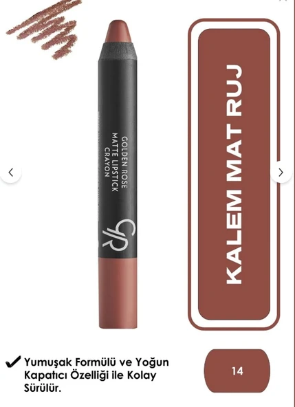 Golden Rose Matte Lipstick  Crayon No:14 - 1
