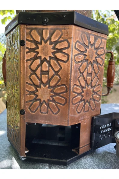 Sultan Sedir Otantik Amasya Semaveri  - Parlak Bakır Demlikli Sekizgen – Bakır Kaplamalı, Jel Yakıtlı - Resim 7