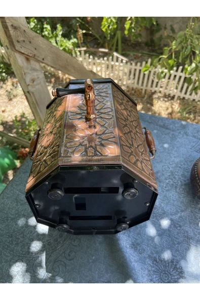 Sultan Sedir Otantik Amasya Semaveri  - Parlak Bakır Demlikli Sekizgen – Bakır Kaplamalı, Jel Yakıtlı - Resim 8