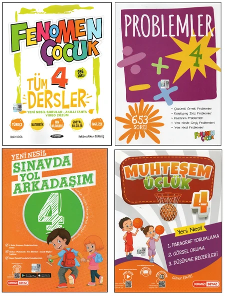 KURMAY 4. SINIF TÜM DERSLER+PROBLEMLER+KIRMIZI BEYAZ MUHTEŞEM ÜÇLÜK+SINAVDA YOL ARKADAŞIM (4 KİTAP)