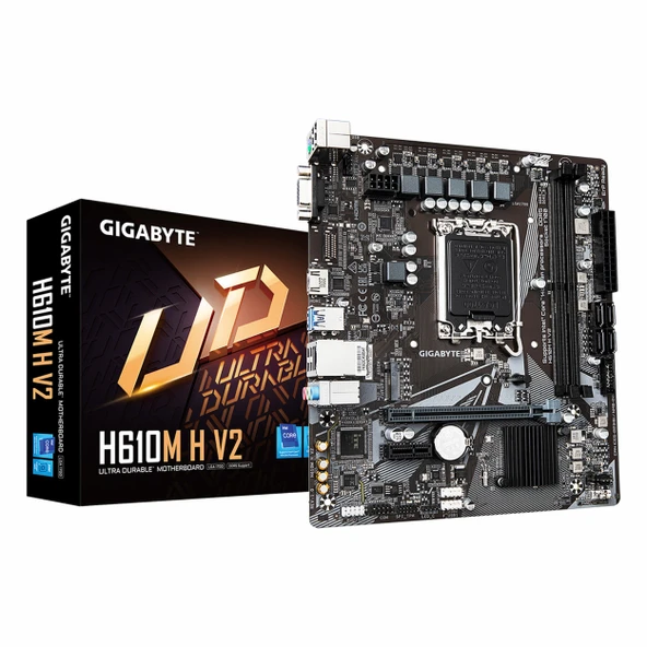 Gigabyte H610M H V2 DDR5 (5600MHz)OC M.2 VGA/HDMI PCIe 4.0 1700P mATX Anakart ürün görseli 1