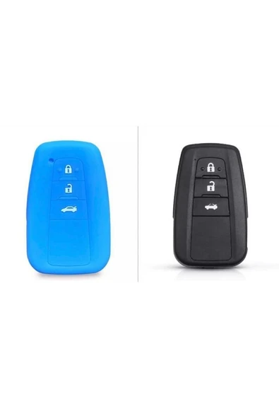Toyota Rav4 Corolla Land Cruiser C-hr Silikon Anahtar Koruma Kılıfı 3 Tuşlu Sustasız Model Mavi ürün görseli