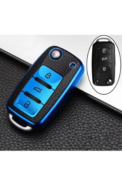 Passat Amarok Transporter Lüks Anahtar Koruma Kabı Kılıfı Mavi Renk Anahtar Teyiti Yapınız Lütfen ürün görseli