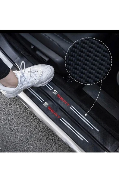 Seat Leon Fr Arona Ibiza Ateca Toledo Karbon Kapı Eşik Bantı Her Kapı Için 1 Adet Toplam 4 Adet - Resim 4