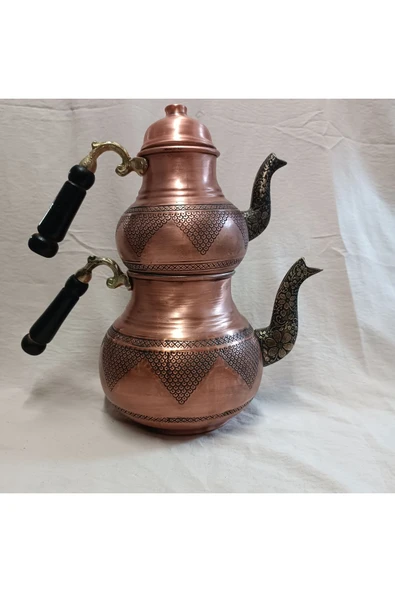 KIVRAKLAR Bakır Çaydanlık Üzüm işlemeli - Resim 2