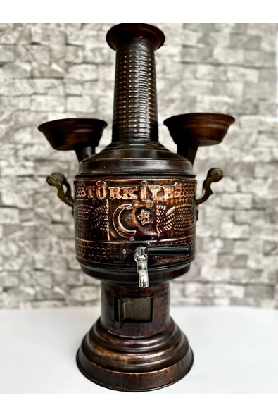 HK-TEDARİK Bakır Semaver 5 Litre % 100 Bakır Semaver Özel Türkiye Işlemeli - Resim 2