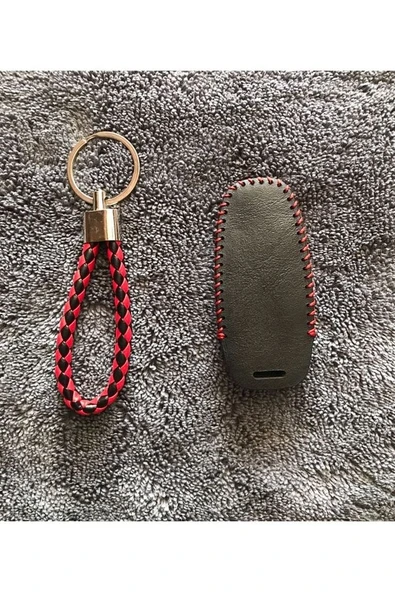 Audi A6 A7 A8 E-tron Q8 C8 A3 Deri Anahtar Koruma Kılıfı Ve Örgü Anahtarlık 2.resime Bakınız - Resim 3