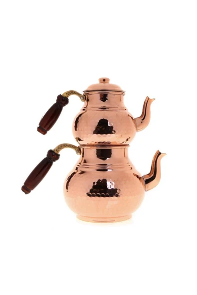 Kıvraklar Klasik Bakır Çaydanlık Küçük - Resim 5