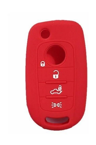 Yeni Ürün ! Fiat Egea - Fiat 500X Silikon Anahtar Kılıfı Kabı KIRMIZI ürün görseli