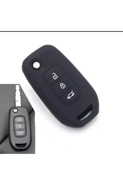 Renault Megane 4 Clıo 5 Koleos Silikon Anahtar Kılıf (Siyah) ürün görseli