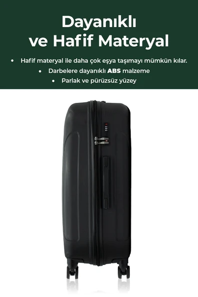 Petra Lüx 2'li Abs Valiz Seti Büyük & Kabin Boy Antrasit - 7