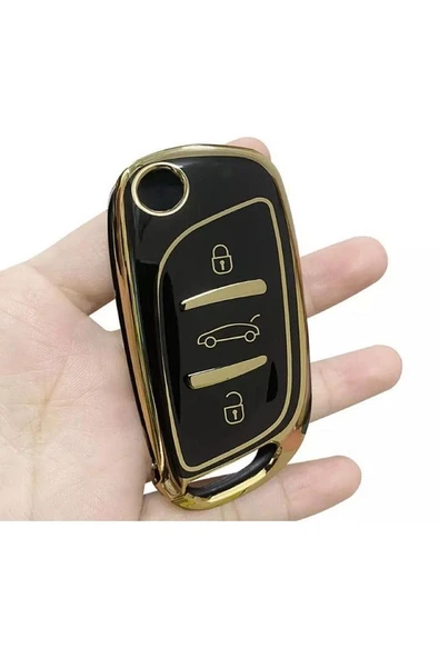 Citröen C1 C2 C3 C4 C5 Lüx Anahtar Koruma Kılıfı Sustalı Siyah Renk 2.resime Bakınız ürün görseli