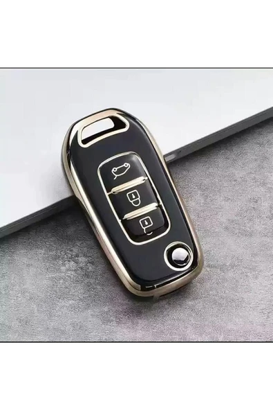 Renault Megane 4 Clio 5 Koleos Tpu Anahtar Kılıf (siyah-gold) - Resim 2
