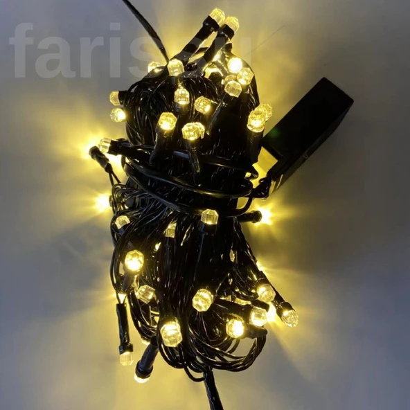 5 Metre 120 Ledli 8 Modlu Fişli Peri Led Işıklandırma - Gün Işığı Sarı Dekoratif Şerit Led - 5