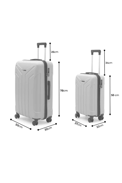 Petra Lüx 2'li Abs Valiz Seti Büyük & Kabin Boy Antrasit - 5