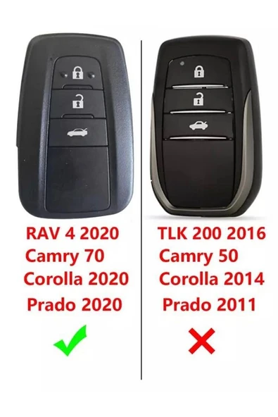 Toyota Rav4 Corolla Land Cruiser C-hr Silikon Anahtar Koruma Kılıfı 3 Tuşlu Sustasız Model Kırmızı - Resim 2