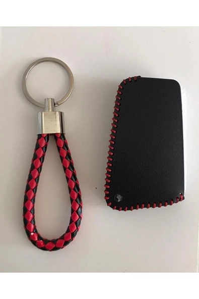 Toyota Corolla Auris Yaris Avensis Deri Anahtar Koruma Kılıfı Ve Örgü Anahtarlık - Resim 3