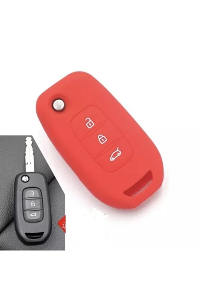 Renault Megane 4 Clio 5 Koleos Silikon Anahtar Kılıf(KIRMIZI) ürün görseli