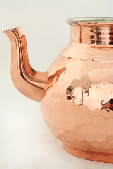 Kıvraklar Dövmeli Büyük Boy Bakır Çaydanlık Bakır Çaydanlık Takımı - Resim 2