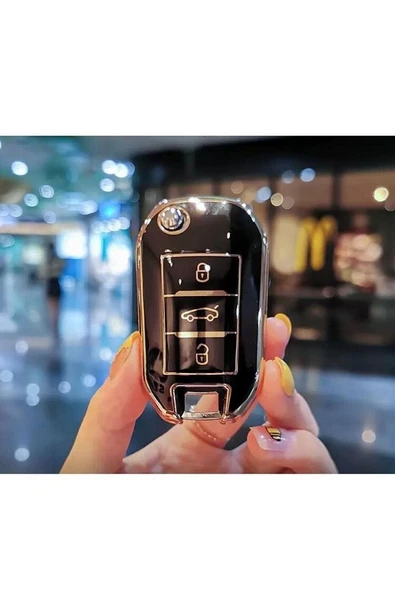 Peugeot 208 301 307 308 508 2008 3008 Partner Van Anahtar Koruma Kılıf 2.resime Bakınız Siyah/altın ürün görseli