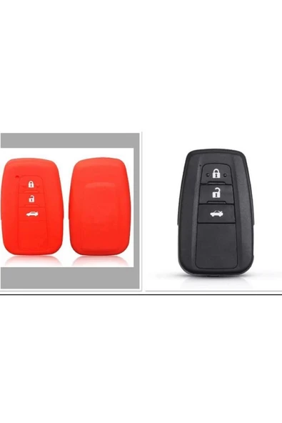 Toyota Rav4 Corolla Land Cruiser C-hr Silikon Anahtar Koruma Kılıfı 3 Tuşlu Sustasız Model Kırmızı ürün görseli