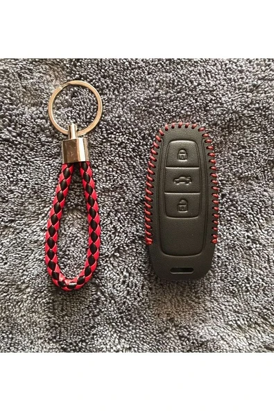 Audi A6 A7 A8 E-tron Q8 C8 A3 Deri Anahtar Koruma Kılıfı Ve Örgü Anahtarlık 2.resime Bakınız ürün görseli