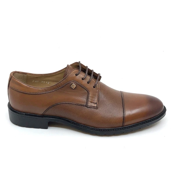 Fosco Bağcıklı Taba Hakiki Deri Kauçuk Taban Klasik Erkek Ayakkabı 9512 45 - Resim 3