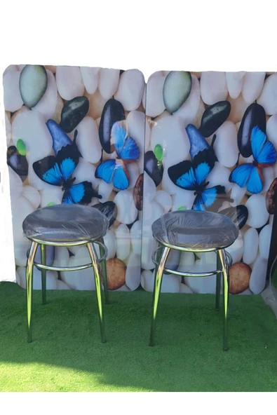 2'li Tabure Krom Ayaklı