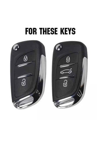 Citröen C2 C3 C4 C5 Silikon Anahtar Kılıfı Sustalı Model - Resim 4