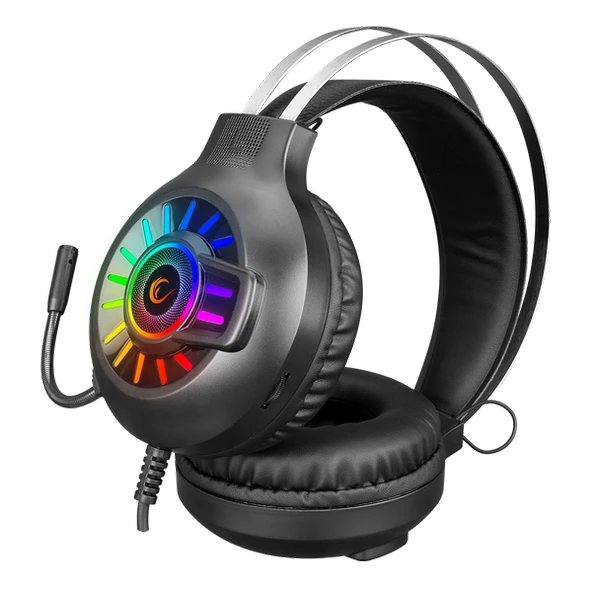 RAMPAGE RM-K44 ZENGIBAR SİYAH 7.1 SURROUND RGB IŞIK EFEKTLİ MİKROFONLU OYUNCU KULAKLIĞI RAMPAGE - 2