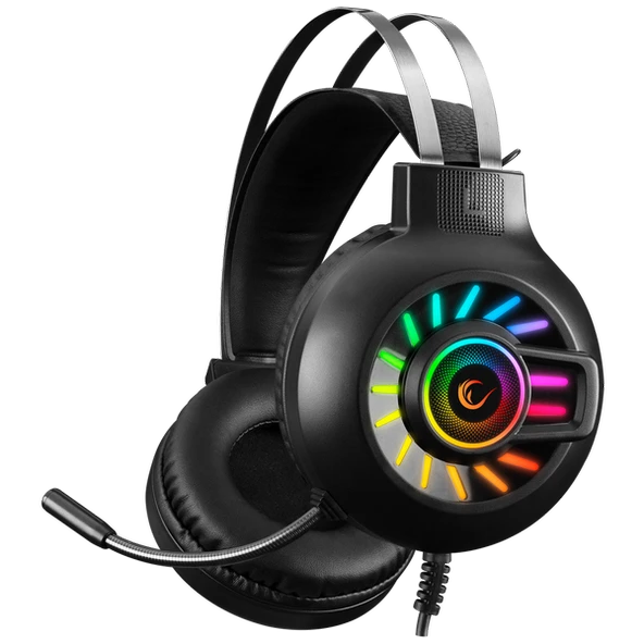 RAMPAGE RM-K44 ZENGIBAR SİYAH 7.1 SURROUND RGB IŞIK EFEKTLİ MİKROFONLU OYUNCU KULAKLIĞI RAMPAGE - 6