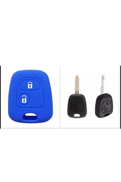 Peugeot 206 207 Citröen C2 C4 Uyumlu 2 Tuşlu Silikon Anahtar Koruma Kılıfı ürün görseli