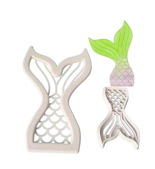 Şeker Hamuru Kalıbı Plastik Deniz Kızı Kuyruğu Baskı Seti 2 Li - 1