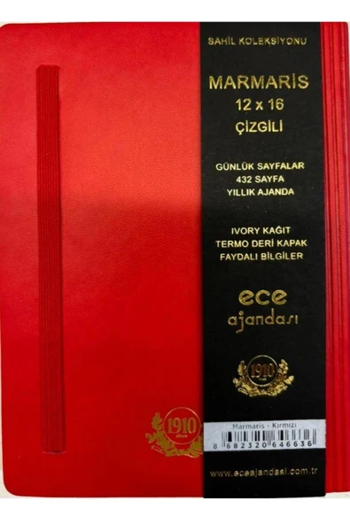 Ece Ajanda Marmaris Kırmızı Çizgili Günlük 12x16 2025 - Resim 2