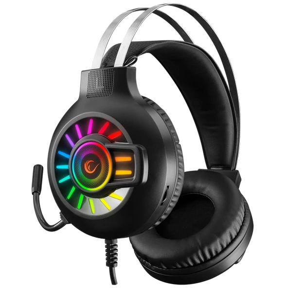 RAMPAGE RM-K44 ZENGIBAR SİYAH 7.1 SURROUND RGB IŞIK EFEKTLİ MİKROFONLU OYUNCU KULAKLIĞI RAMPAGE - 8