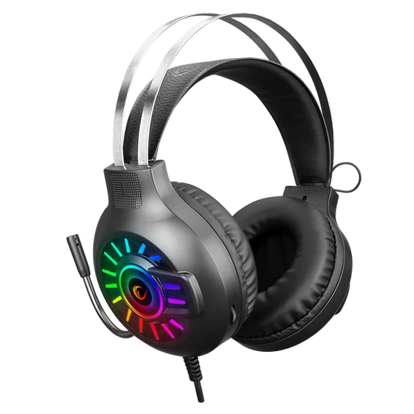 RAMPAGE RM-K44 ZENGIBAR SİYAH 7.1 SURROUND RGB IŞIK EFEKTLİ MİKROFONLU OYUNCU KULAKLIĞI RAMPAGE - 4