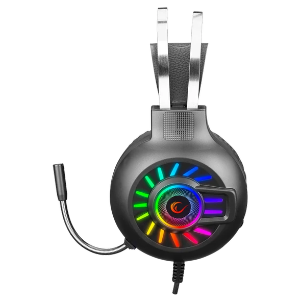 RAMPAGE RM-K44 ZENGIBAR SİYAH 7.1 SURROUND RGB IŞIK EFEKTLİ MİKROFONLU OYUNCU KULAKLIĞI RAMPAGE - 3